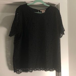 Black lace and scallop top